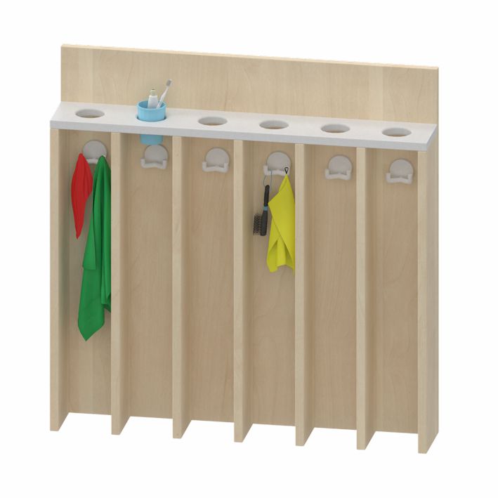 Waschraumboard mit 6 - 10 Handtuchfächern